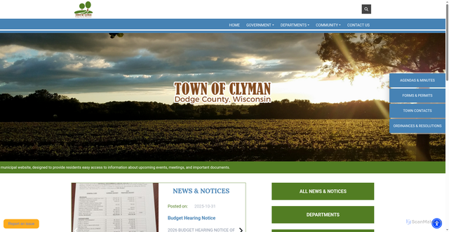 Security scan screenshot of https://townofclymanwi.gov/