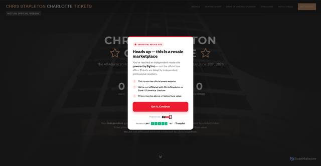 Security scan screenshot of https://www.chrisstapletoncharlotte.com/