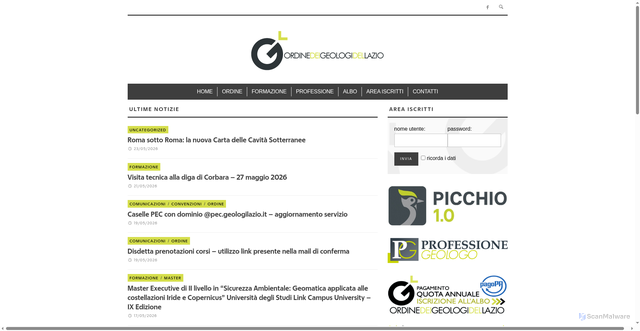 Security scan screenshot of https://www.geologilazio.it