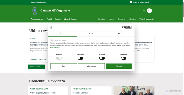 Security scan screenshot of https://www.comune.verghereto.fc.it/