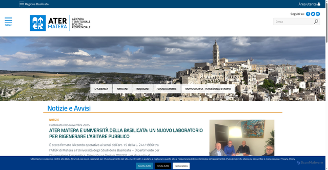 Security scan screenshot of https://www.atermatera.it/