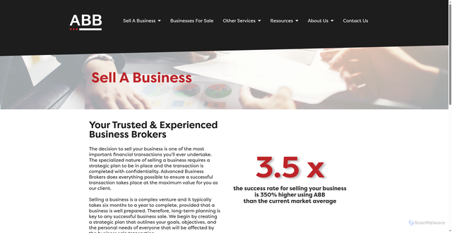 Security scan screenshot of https://abb-businessbrokers.com/our-services/