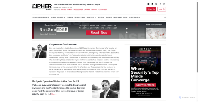 Security scan screenshot of https://www.thecipherbrief.com/experts/congressman-dan-crenshaw