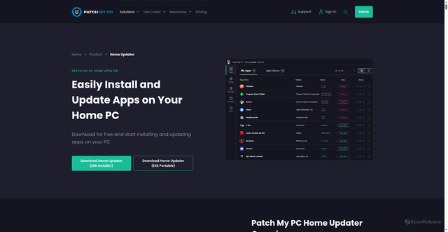 Security scan screenshot of https://patchmypc.com/product/home-updater/