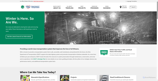 Security scan screenshot of https://www.transportation.ohio.gov