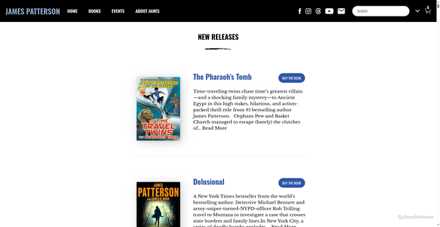Security scan screenshot of https://www.jamespatterson.com/landing-page/james-patterson-books/