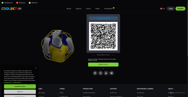 Security scan screenshot of https://tasutaboonus.ee/go/coolbet-registration/