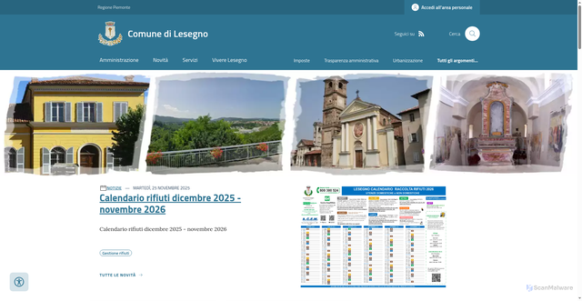Security scan screenshot of https://www.comune.lesegno.cn.it