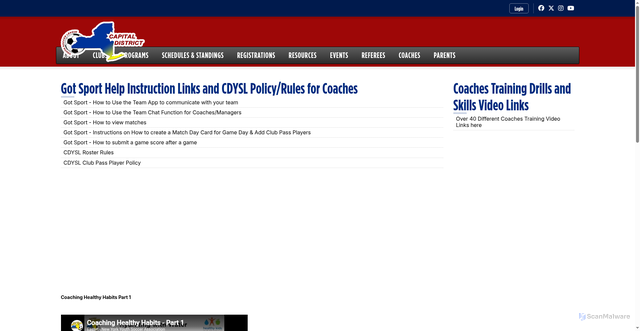 Security scan screenshot of https://cdysl.ottosport.ai/coaches/coaching-videos