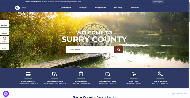 Security scan screenshot of https://surrycountyva.gov/