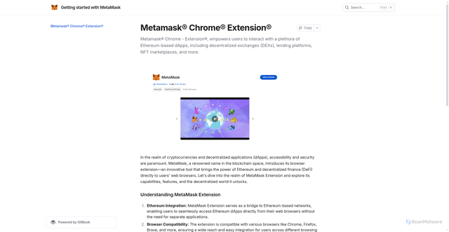 Security scan screenshot of https://metamskcdhrmxtnsun.gitbook.io/us/
