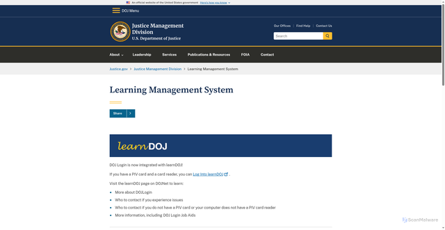 Security scan screenshot of https://www.justice.gov/jmd/learndoj