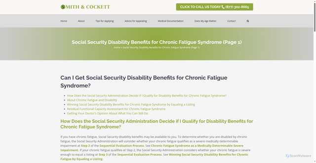 Security scan screenshot of https://thetennesseedisabilityattorney.com/chronic-fatigue-syndrome/