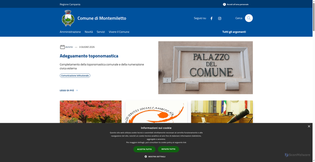 Security scan screenshot of https://www.comune.montemiletto.av.it