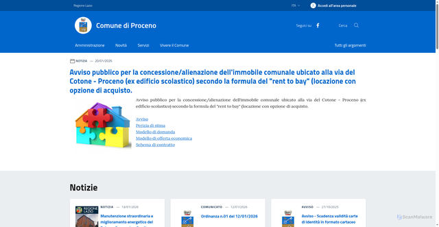 Security scan screenshot of https://www.comune.proceno.vt.it/