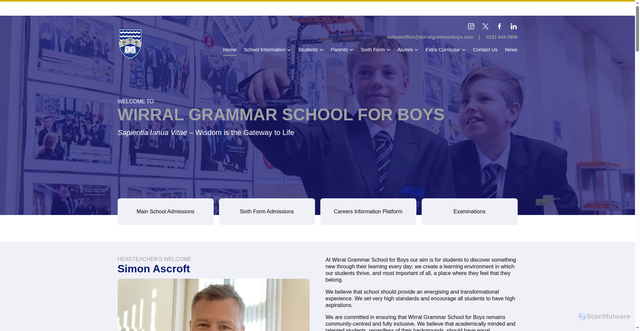 Security scan screenshot of http://www.wirralgrammarboys.com