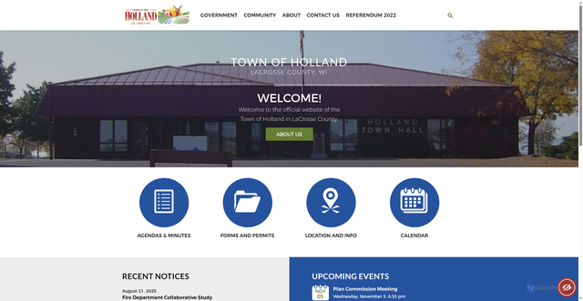 Security scan screenshot of https://townofhollandwi.gov/