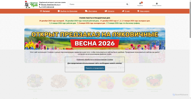 Security scan screenshot of https://www.semena-tut.ru