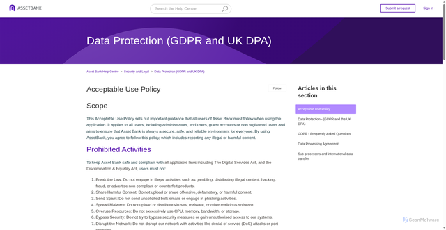 Security scan screenshot of https://brightinteractive.zendesk.com