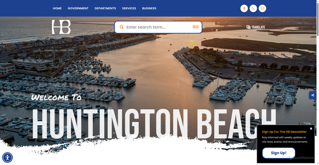 Security scan screenshot of https://huntingtonbeachca.gov/