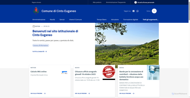 Security scan screenshot of https://www.comune.cintoeuganeo.pd.it/