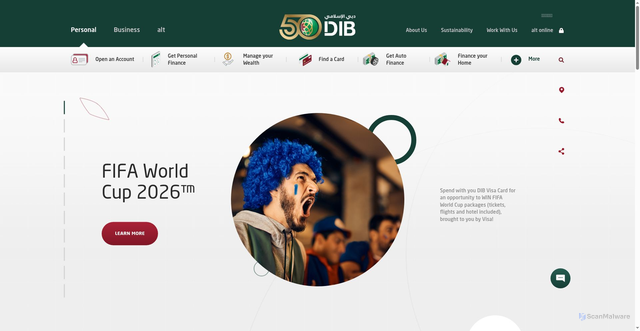 Security scan screenshot of https://www.dib.ae/