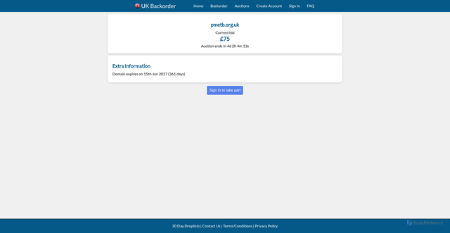 Security scan screenshot of http://www.pmetb.org.uk