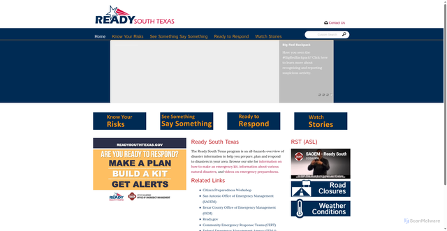Security scan screenshot of https://www.readysouthtexas.gov/