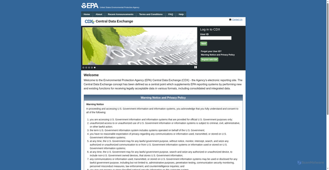 Security scan screenshot of https://cdx.epa.gov/