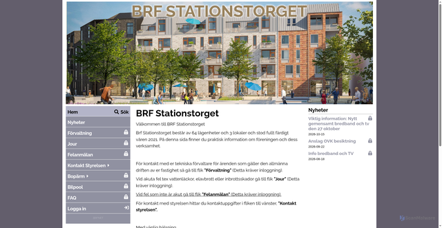 Security scan screenshot of https://brfstationstorget.se