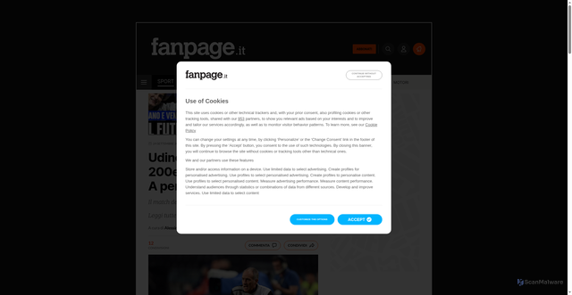 Security scan screenshot of https://calcio.fanpage.it/udinese-genoa-1-0-200esimo-successo-in-serie-a-per-guidolin-foto/