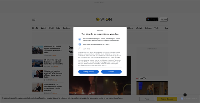 Security scan screenshot of https://wionews.com