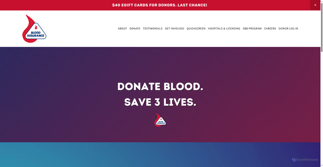 Security scan screenshot of https://www.bloodassurance.org/