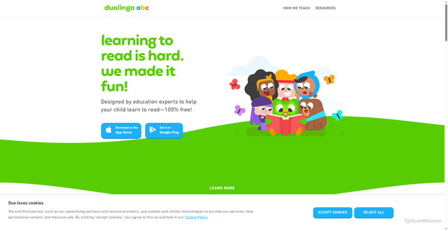 Security scan screenshot of https://www.duolingo.com/abc