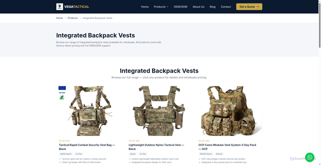 Security scan screenshot of https://vegatactical.pages.dev/products/tactical-vests-chest-rigs/integrated-backpack-vests/