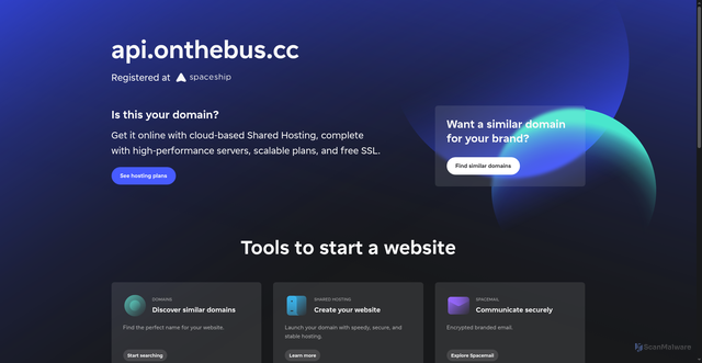 Security scan screenshot of http://api.onthebus.cc/