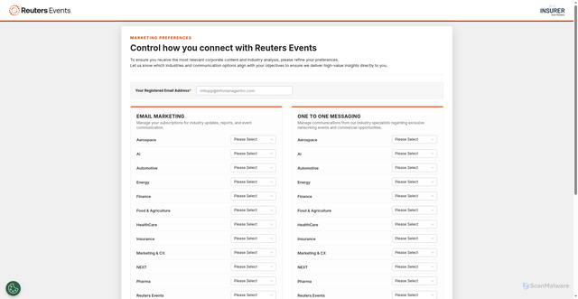Security scan screenshot of https://resources.reutersevents.com/pc-2?utm_campaign=7507_6aug26_ta_original&utm_medium=email&utm_source=Eloqua&elqTrackId=8153638c8c1d4991af3777c3d85b8618&elq=b7a6ca8ffbcf405b88cfcf12ad4ae2ef&elqaid=105324&elqat=1&elqCampaignId=94688&elqak=8AF5CB2D62FB001032D0D52B8F14D59DC40612512C29D2AB28E5A94F66062A3F3938
