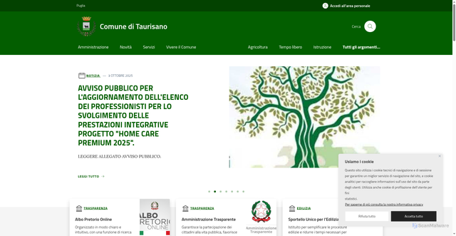 Security scan screenshot of https://www.comune.taurisano.le.it/