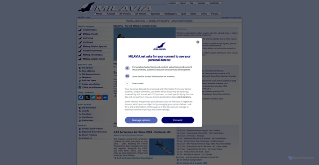Security scan screenshot of https://www.milavia.net