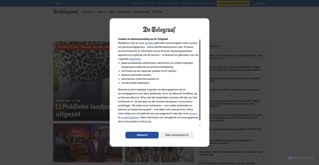 Security scan screenshot of https://telegraaf.nl