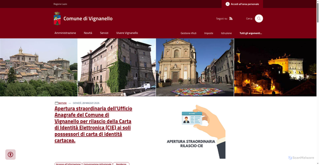 Security scan screenshot of https://www.comune.vignanello.vt.it