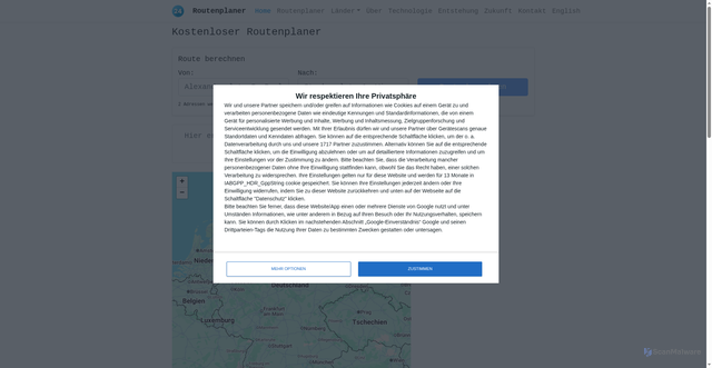 Security scan screenshot of https://routenplaner24.net