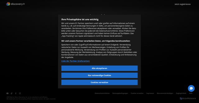 Security scan screenshot of https://auth.discoveryplus.com/