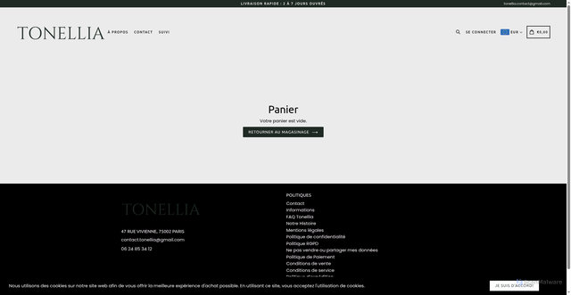 Security scan screenshot of https://tonellia.fr/cart/clear