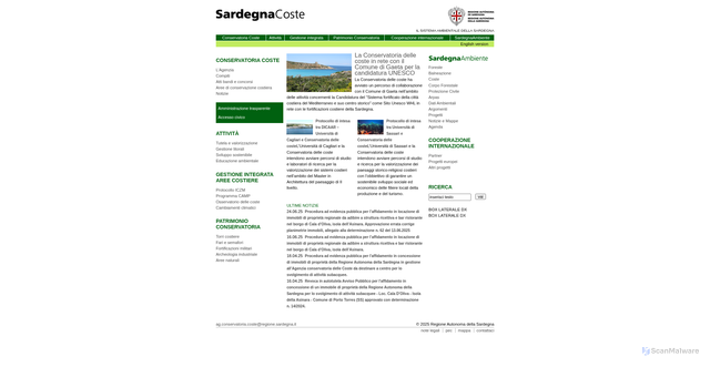 Security scan screenshot of http://www.sardegnaambiente.it/coste/