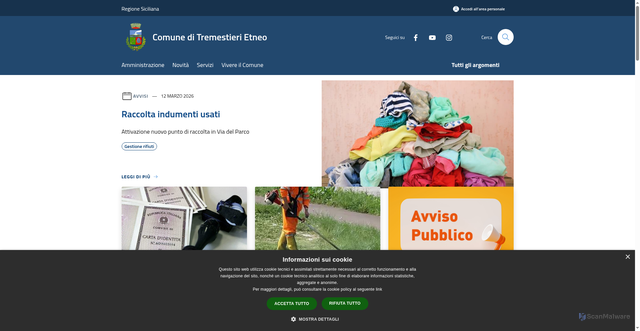 Security scan screenshot of https://www.comune.tremestieri.ct.it