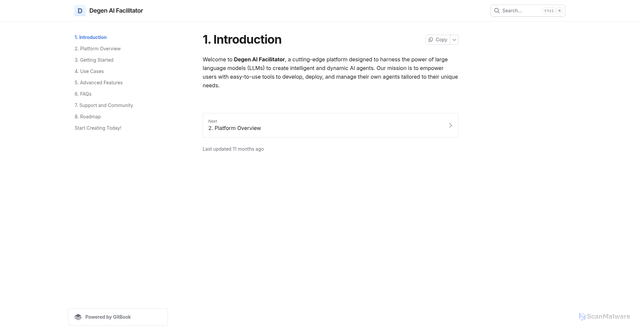 Security scan screenshot of http://degen-ai-facilitator.gitbook.io/