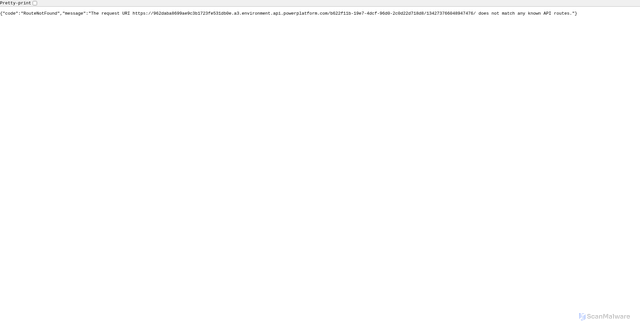 Security scan screenshot of https://962daba8699ae9c3b1723fe531db0e.a3.environment.api.powerplatform.com