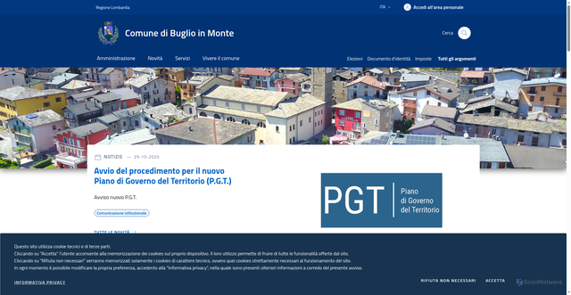 Security scan screenshot of https://www.comune.buglioinmonte.so.it/