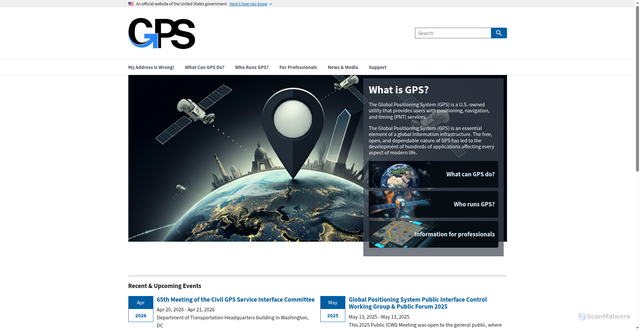 Security scan screenshot of https://www.gps.gov/
